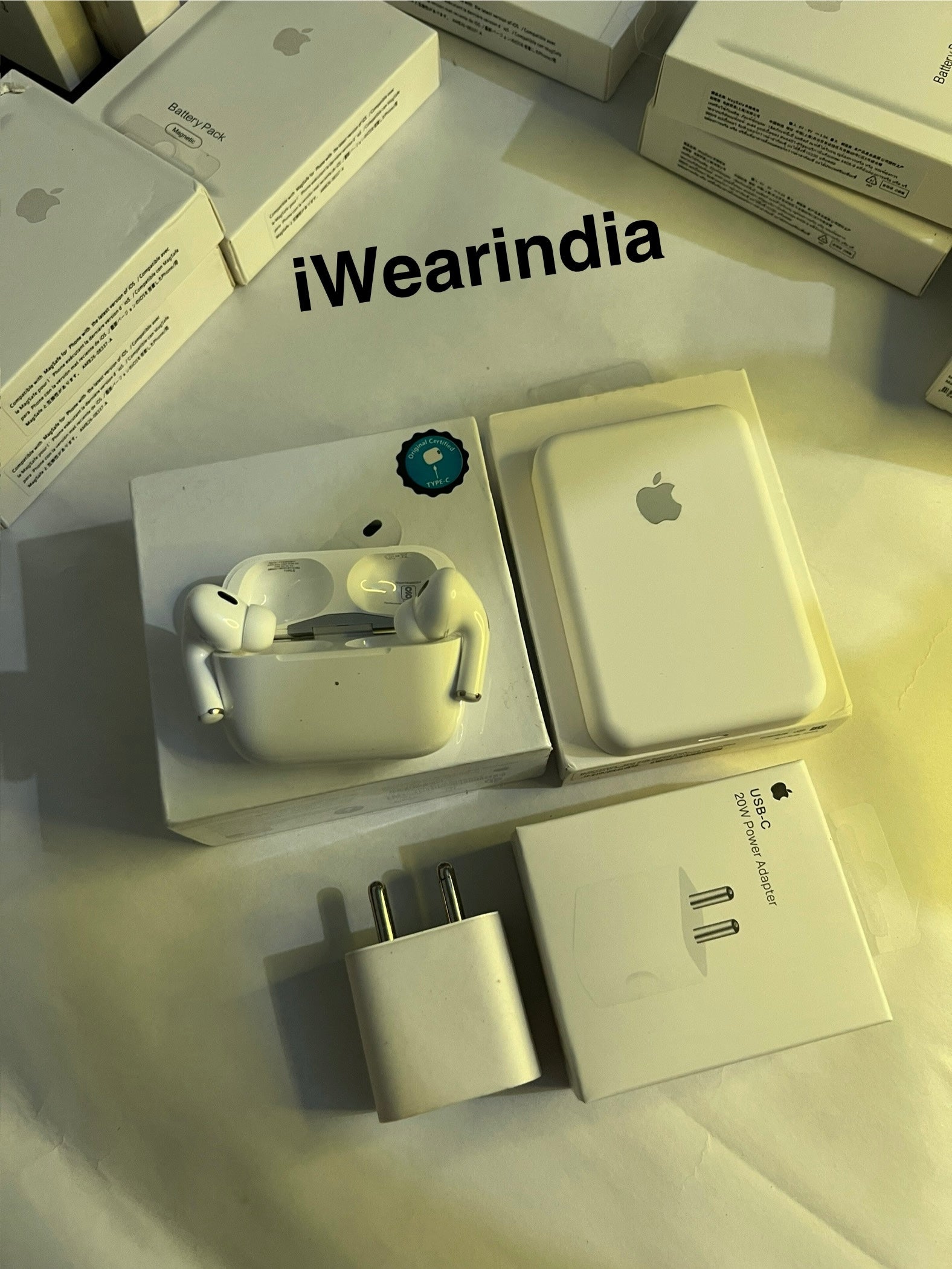 Combo offer :- AirPods Pro 2nd Generation with iWear Magsafe Battery Pack &  20w Adapter (With 6 Months Warranty)