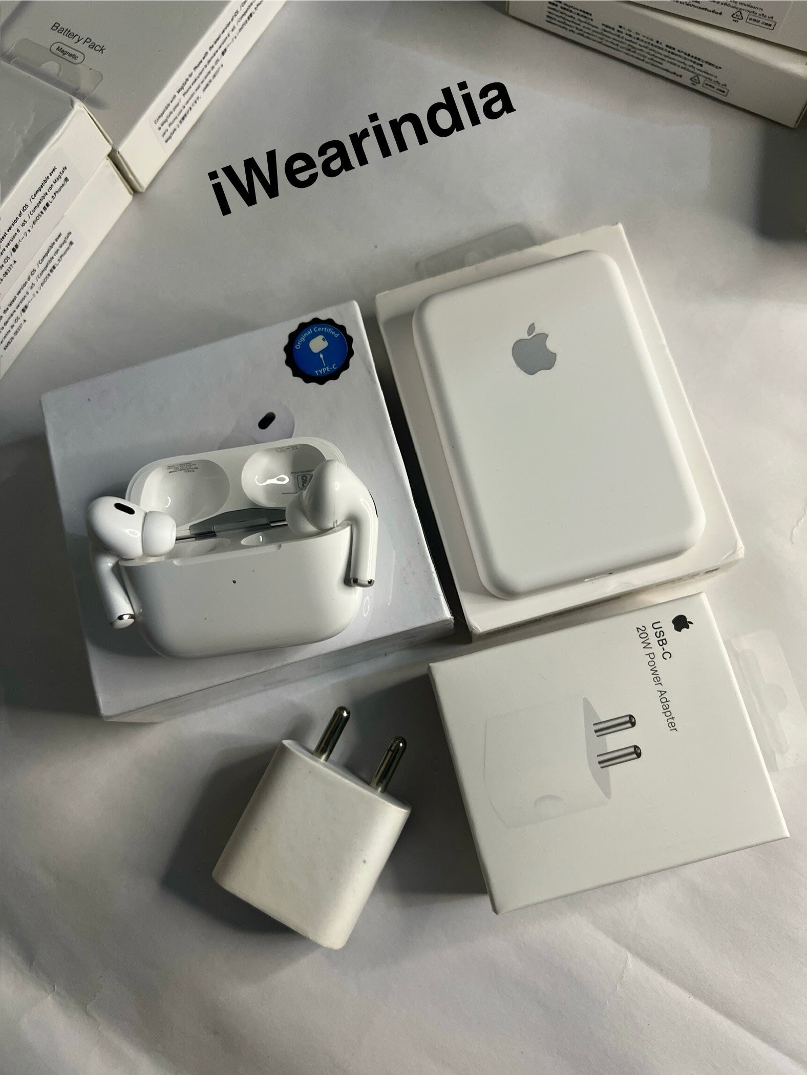 Combo offer :- AirPods Pro 2nd Generation with iWear Magsafe Battery Pack &  20w Adapter (With 6 Months Warranty)