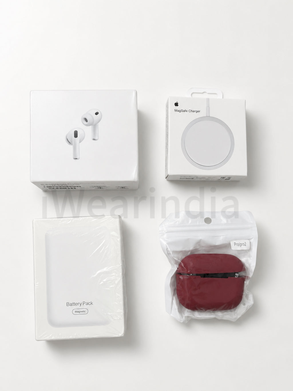 Ultimate 4-in-1 Combo: iWearPods Pro 3 + MagSafe Power Bank + MagSafe Charger + Silicone Pods Case .