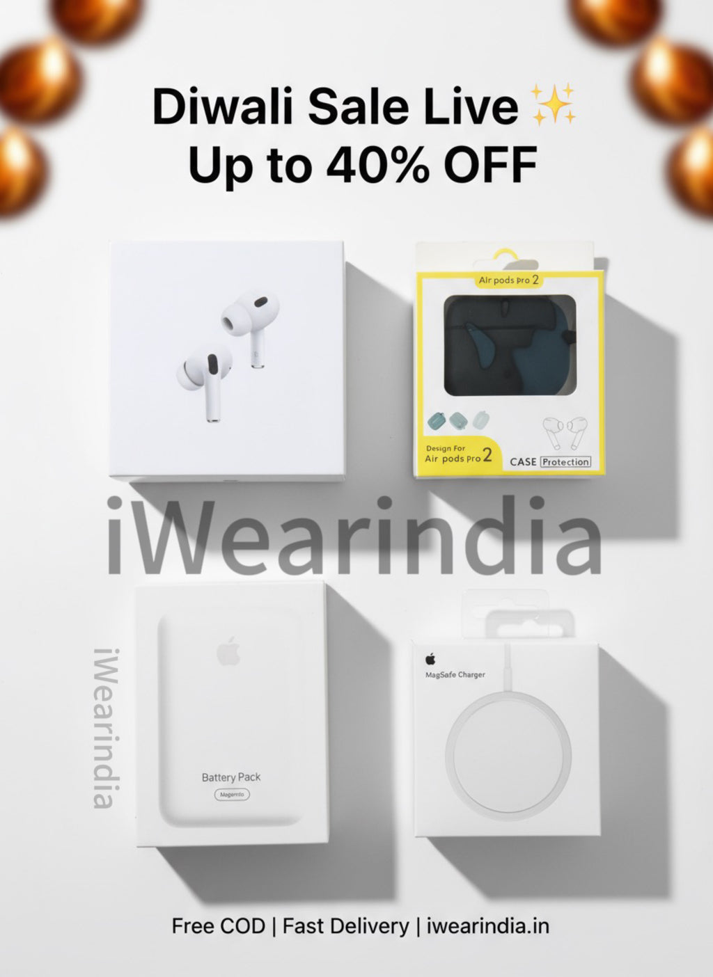 Ultimate 4-in-1 Combo: iWearPods Pro 2 + MagSafe Power Bank + MagSafe Charger + Silicone Pods Case