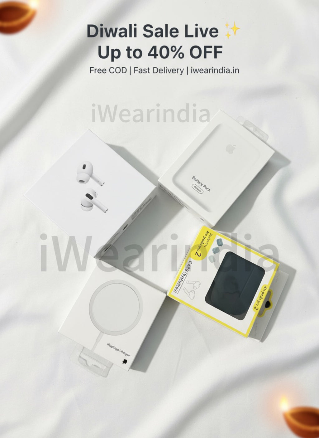 Ultimate 4-in-1 Combo: iWearPods Pro 2 + MagSafe Power Bank + MagSafe Charger + Silicone Pods Case