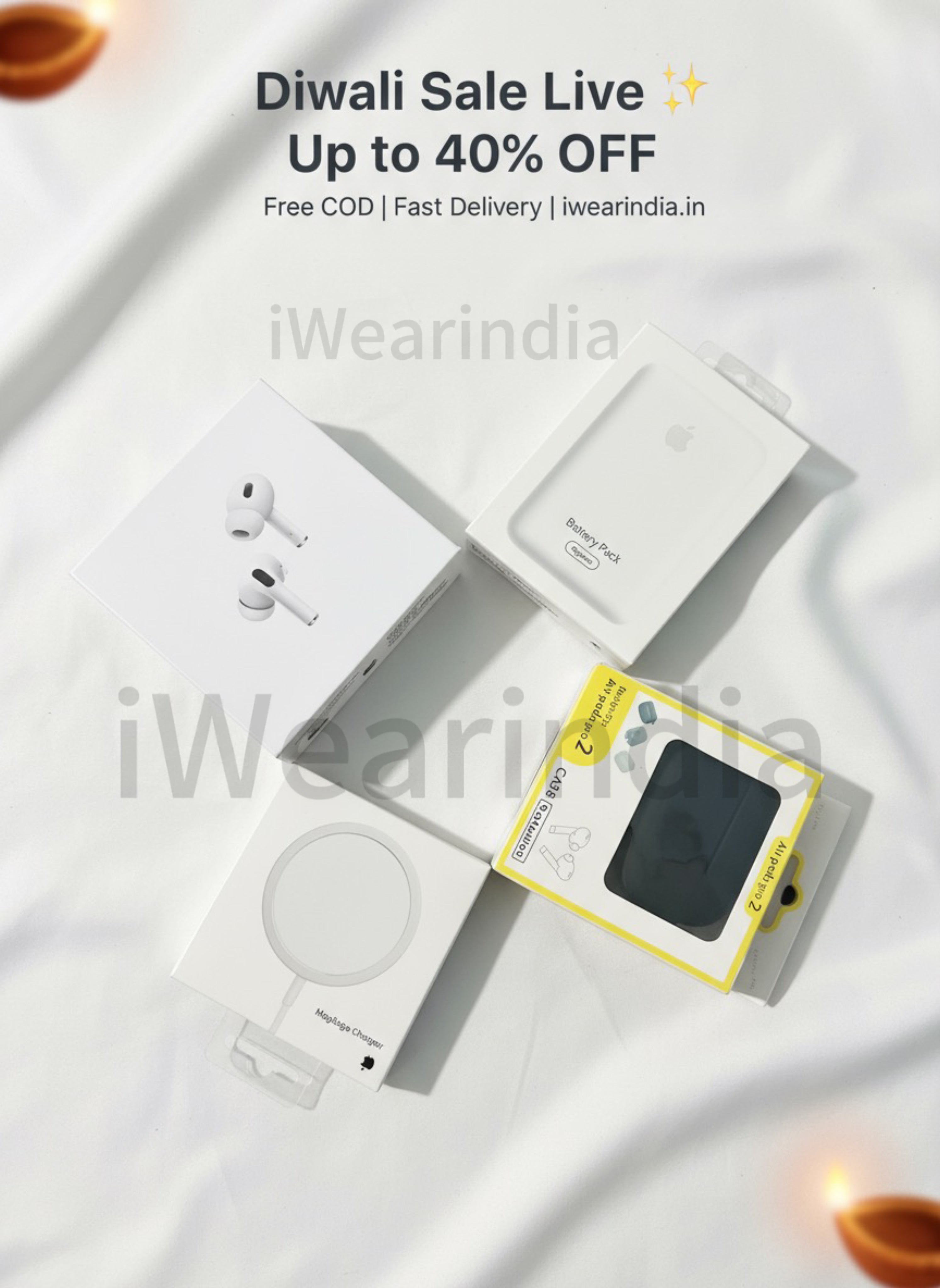 Ultimate 4-in-1 Combo: iWearPods Pro 2 + MagSafe Power Bank + MagSafe Charger + Silicone Pods Case